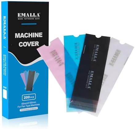 Large Tattoo Machine Covers - Emalla 200Pcs Tattoo Pen Covers Disposable Pink Pen Bags 2.5 x 7.1in Machine Sleeves for Tattoo Supplies