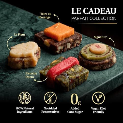 Le Cadeau Parfait Collection - Rectangle Gourmet Gift Box (24 Treats) - Laumière Gourmet Fruits Healthy Dried Fruits & Nuts Gift Basket - No Added Cane Sugar Sweets