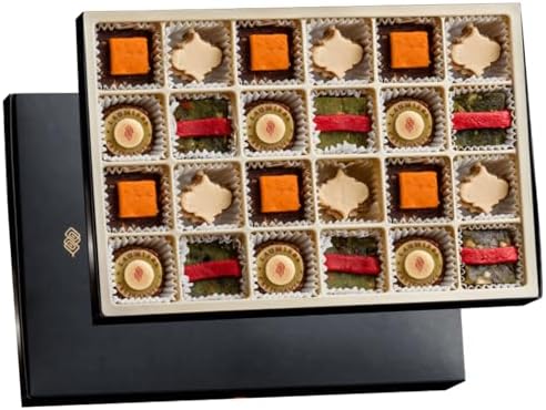 Le Cadeau Parfait Collection - Rectangle Gourmet Gift Box (24 Treats) - Laumière Gourmet Fruits Healthy Dried Fruits & Nuts Gift Basket - No Added Cane Sugar Sweets