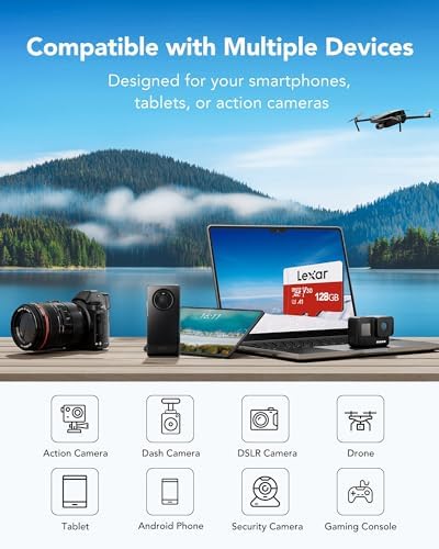 Lexar 128GB Micro SD Card MicroSDXC UHS-I Flash Memory Card With Adapter - Up To 100MB/s A1 U3 Class10 V30 High Speed TF Card