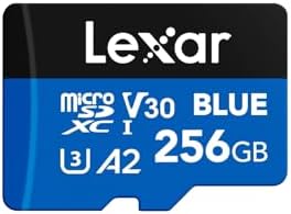 Lexar 256GB Blue Micro SD Card Up to 160MB/s microSDXC UHS-I Memory Card with SD Adapter C10 U3 A2 V30 Full HD 4K UHD High Speed TF Card