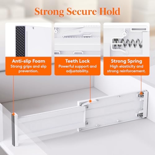 Lifewit 5 Pack Drawer Dividers For Clothes 11-17" Adjustable Dresser Drawer Organizers 4" High Plastic Expandable Drawer Separators In Bedroom/Office/Bathroom/Kitchen Storage White