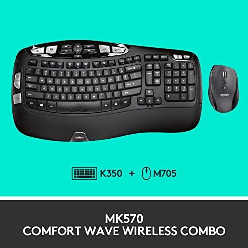 Logitech - MK570 Comfort Wave Wireless Keyboard And Optical Mouse (Renewed)