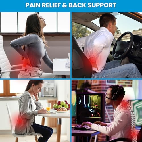 Lumbar Support Pillow For Office Chair Car Memory Foam Back Cushion Back Pain Relief Improve Posture Large Back Pillow For Computer Gaming Chair Recliner With Mesh Cover Double Adjustable Straps