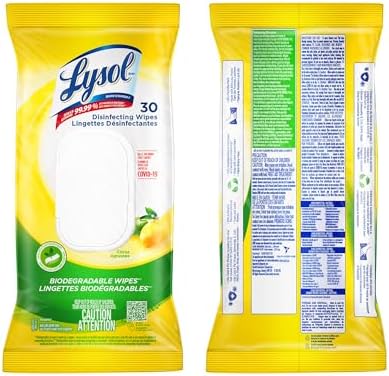 Lysol Disinfecting Wipes Flatpack Citrus Biodegradable Wipes Kills 99.9% Of Viruses & Bacteria 30 Count