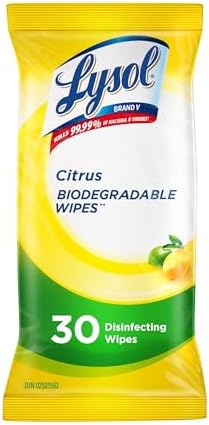 Lysol Disinfecting Wipes Flatpack Citrus Biodegradable Wipes Kills 99.9% of Viruses & Bacteria 30 count