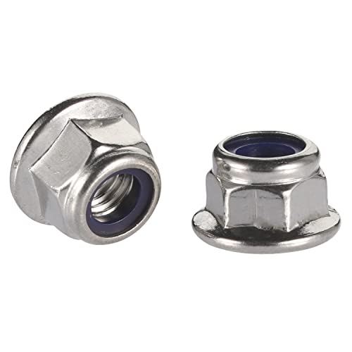 M10 Metric Hex Flange Nylon Insert Lock Nuts Locknuts Stainless Steel 18-8 (304) Bright Finish 10 PCS