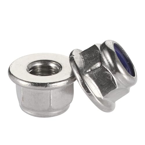 M10 Metric Hex Flange Nylon Insert Lock Nuts Locknuts Stainless Steel 18-8 (304) Bright Finish 10 PCS