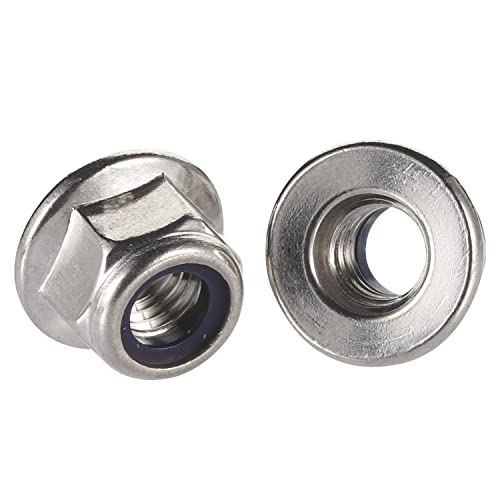 M10 Metric Hex Flange Nylon Insert Lock Nuts Locknuts Stainless Steel 18-8 (304) Bright Finish 10 PCS