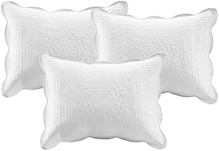 Madison Park Daybed Cover Set-Trendy Damask Quilting With Scalloped Edges All Season Luxury Bedding With Bedskirt Matching Shams Decorative Pillow 39"x75" Tuscany White 6 Piece