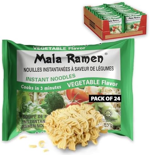 Mala Ramen Instant Noddle - Vegetable Noodles 85G (Case Of 24) 2.04 Kg - Cooks In 3 Minutes