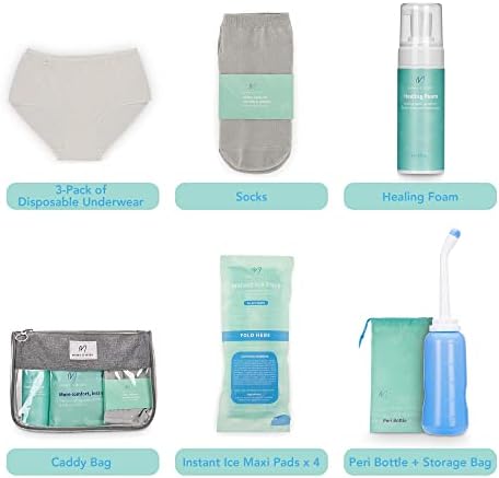 Mama & Wish Postpartum Essentials Kit – Labor And Delivery Essentials For Moms After Birth – Postpartum Recovery Kit Includes Peri Bottle Witch Hazel Comfy Garments & More