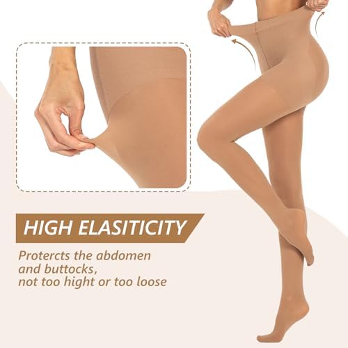 MANZI 2 Pairs Compression Pantyhose For Women Shaping Black Tights 10-15mmHg Support 50D Opaque Tights Stockings