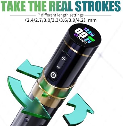 Mast Tattoo Gun Flip3 Wireless Tattoo Machine 1 800mAh Battery With Replacement Power Supply Smart Display Coreless Motor 7 Strokes Length For Tattoo Artists