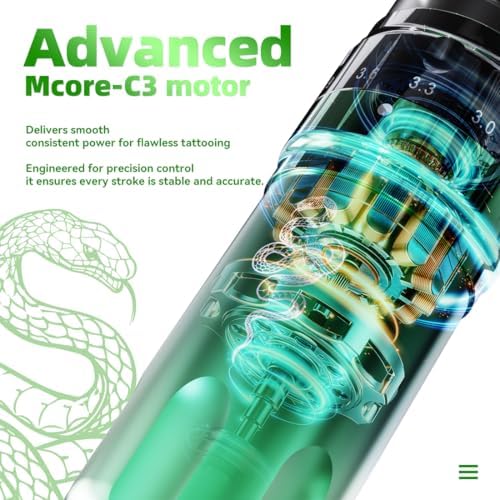 Mast Tattoo Gun Pen Machine Fold Pro Cordless Year Of Snake Edition Tattoo Machine Gift Power Motor By Mcore-C3 3000mAh Battery Power Supply (Gun)