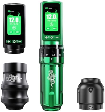 Mast Tattoo Gun Pen Machine Fold Pro Cordless Year of Snake Edition Tattoo Machine Gift Power Motor by Mcore-C3 3000mAh Battery Power Supply (Gun)
