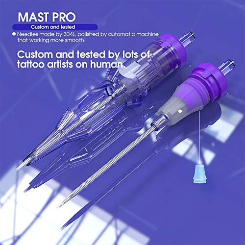 Mast Tattoo Pro Cartridges Needles With Membrane Mixed Sizes Box Of 50 Pcs (RL+RS+RM+M1)