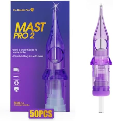 Mast Tattoo Pro2 Needles Cartridges Bugpin 50 Count #04-12 Round Liner Sizes 1RL 3RL 5RL 7RL Pro Needle Pins Membrane Disposable 10 Sizes Mixed