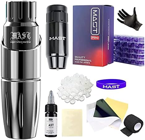Mast Wireless Tattoo Pen Machine Kit 50Pcs Pro Cartridges Needles Inks Rotary Gun Battery Power Supply Set 36DC