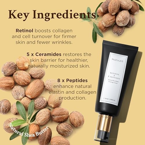 MATKAS Korean Retinol Neck Firming Cream 100mL - Neck Creams For Tightening And Firming - Tightening Cream For Face With 5 Ceramides Shea Butter And Vitamin E Korean Skin Care Lift Neck Cream