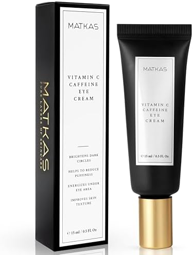 MATKAS Korean Vitamin C & Caffeine Eye Cream for Dark Circles and Puffiness - 15mL Dark Circles Under Eye Treatment Under Eye Cream Anti Aging with Shea Butter Vitamin E for Puffy Eyes and Wrinkles