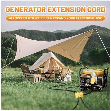 MECMO 50 Amp To 20 Amp 110V RV Distribution Adapter NEMA 14-50P To 4 X 5-20R/15R RV 4-Prong To Mutiple Household Outlet W/ 20amp Circuit Breaker UL Listed RV Generator Distribution Cord