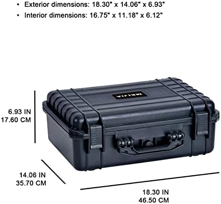 MEIJIA All Weather Portable Waterproof Hard Case Camera Case With Customizable Fit Foam Perfectly Protection Of Camera Drones Pistols Lens Equipments 18.5 X14.06x6.93inches