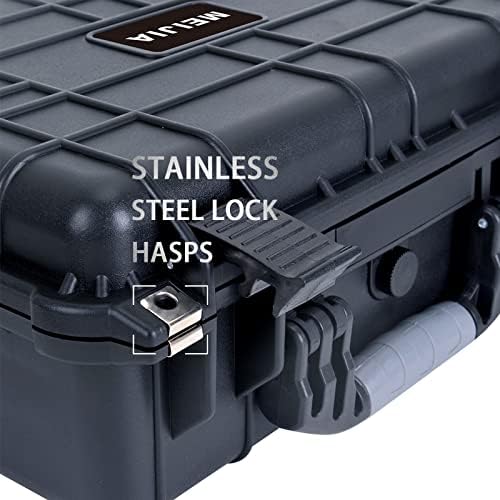 MEIJIA Portable All Weather Waterproof Protective Hard Case Camera Case With Customizable Fit Foam Fit Use Of Drones Camera Equipments 10.62inchx9.68inchx 4.87inch Elegant Black