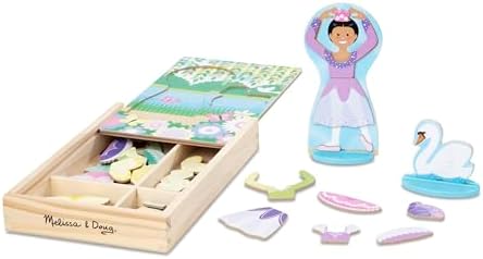 Melissa & Doug Ballerina And Fairy Magnetic Dress-Up Double-Sided Wooden Doll And Swan Pretend Play Set (52 Pcs)
