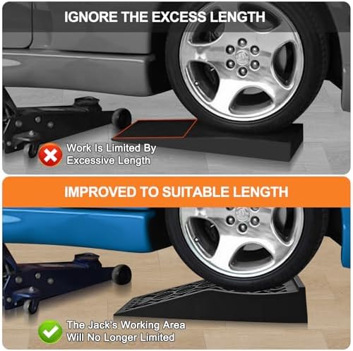 MEROBLE Car Ramps For Low Profile Cars Portable Vehicle Ramps For Garage Tire Ramp For Jack Support And Lift Low Chassis Cars 2 PCS