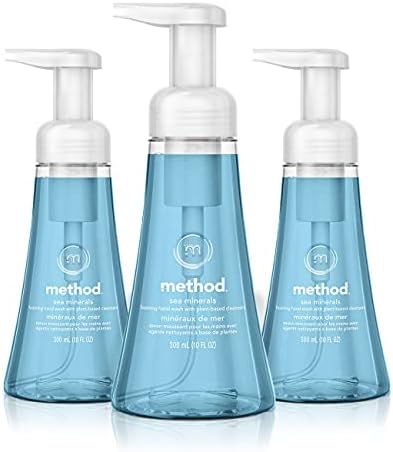 Method Foaming Hand Soap Biodegradable Formula with Foaming Soap Dispenser Made of 100% Recycled Plastic Sea Minerals Scent 300 ml Soap Pump Bottles 3 Pack Clear