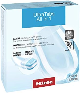 Miele 11295860 UltraTabs HyClean Dishwasher Tablets Biogradeable Packaging Phosphate-Free Pack of 60 Tablets