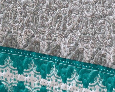 Mk Collection 7pc King/California King Size Bedspread Quilt Over Size 118" X 95" Aqua Turquoise Coastal Plain Grey Green White Elegant Design And Sheet Set # Oslo Aqua
