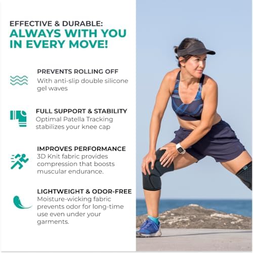 MODVEL 2 Pack Compression Knee Braces For Men & Women – Knee Support Sleeves For Sports Workouts Running Weightlifting Basketball Volleyball – Joint Knee Pain Relief