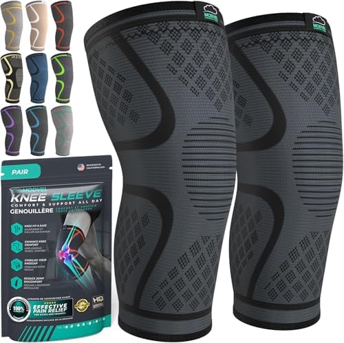 MODVEL 2 Pack Compression Knee Braces for Men & Women – Knee Support Sleeves for Sports Workouts Running Weightlifting Basketball Volleyball – Joint Knee Pain Relief