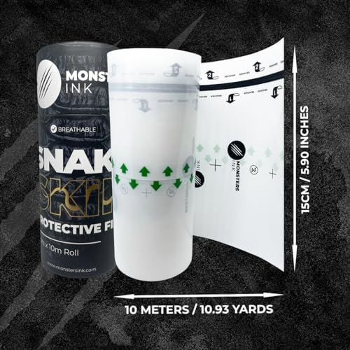 Monsters Ink Premium Matte Second Skin Tattoo Bandage Ulta Thin Second Skin Tattoo Aftercare For Tattoo Recovery (15cm X 10m Roll)