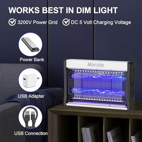 Morole Bug Zapper Fly Zapper With Hanging Function Indoor Outdoor Zapper Effectively Protect Food From Fly For Dinging Room Courtyard Kitchen