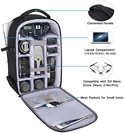 MOSISO Camera Backpack DSLR/SLR/Mirrorless Photography Camera Bag 15-16 Inch Waterproof Hardshell Case With Tripod Holder&Laptop Compartment Compatible With Canon/Nikon/Sony Black