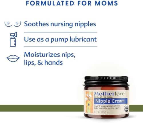 Motherlove Nipple Cream (29.5 ML) Organic Lanolin-Free Herbal Ointment For Breastfeeding—Soothe Nursing Nipples & Use As A Pump Lubricant—No Need To Remove Prior To Pumping Or Nursing—Non-GMO Cruelty-Free