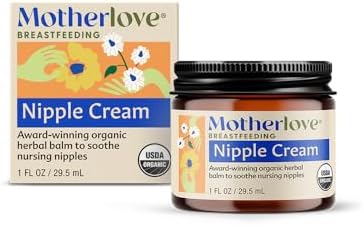 Motherlove Nipple Cream (29.5 mL) Organic Lanolin-Free Herbal Ointment For Breastfeeding—Soothe Nursing Nipples & Use as a Pump Lubricant—No Need to Remove Prior to Pumping or Nursing—Non-GMO Cruelty-Free