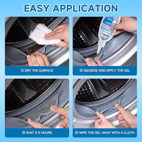 Mould Stain Remover Gel Washing Machine Cleaner Grout Cleaner With Cleaning Brush Black Stain Remover For Washer Kitchen Sink Shower Toilet Bathtub Caulk Tile Bathroom Whitener 10 Fl Oz