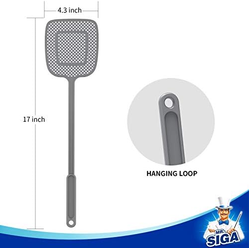 MR.SIGA Heavy Duty Long Handle Fly Swatter Gray 6 Pack