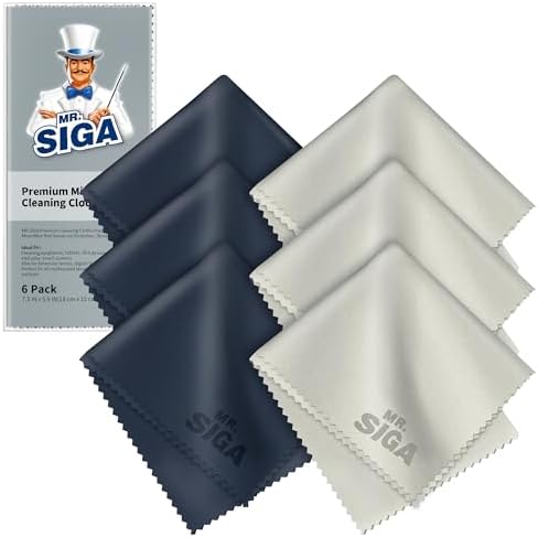 MR.SIGA Premium Microfiber Cleaning Cloths for Lens Eyeglasses Screens Tablets Glasses 6 Pack 6 x 7 inches (15 x 18 cm)