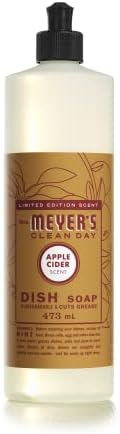 Mrs. Meyer's Clean Day Dish Soap Cruelty Free and Biodegradable Dishwashing Liquid Apple Cider Scent 474 ml Bottle