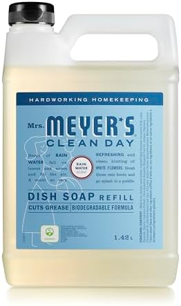 Mrs. Meyer's Clean Day Liquid Dish Soap Refill Rain Water Scent 1.4L Bottle