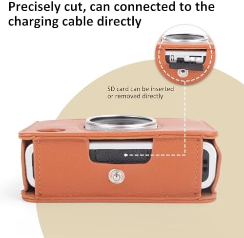 MUZIRI KINOKOO Case For Instax Mini EVO Camera - PU Leather Case Compatible For Fuji Instax Mini EVO Instant Camera - Mini EVO Case With Shoulder Strap - In Brown Lychee Texture Horizonal Style