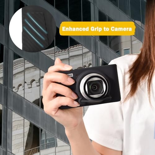 MUZIRI KINOKOO Silicone Case For Canon PowerShot SX740 SX730 HS Camera - Soft Rubber SX730 SX740 HS Protective Case With Removeable Lens Cover - Slim Fit SX740 Sx730 HS Case - Black