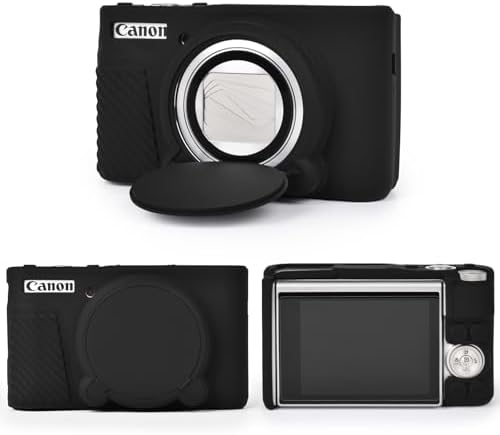 MUZIRI KINOKOO Silicone Case for Canon PowerShot SX740 SX730 HS Camera - Soft Rubber SX730 SX740 HS Protective Case with Removeable Lens Cover - Slim Fit SX740 sx730 HS Case - Black