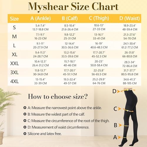 Myshear Compression Pantyhose For Women And Men 20-30 MmHg Graduated Compression Tights Closed Toe Compression Stockings Opaque Support Pressure Hose Fashion High Waist Compression Leggings