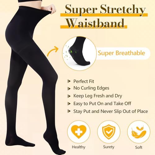 Myshear Compression Pantyhose For Women And Men 20-30 MmHg Graduated Compression Tights Closed Toe Compression Stockings Opaque Support Pressure Hose Fashion High Waist Compression Leggings